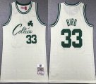 Boston Celtics #33 Larry Bird beige throwback nba jersey-XD