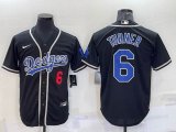 Los Angeles Dodgers #6 Justin Turner black majestic baseball Jerseys-BD