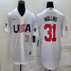 2023 World Cup #31 Cedric Mullins white USA majestic baseball jerseys 05