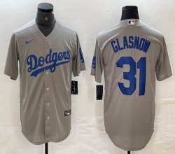 New Los Angeles Dodgers #31 Tyler Glasnow gray majestic baseball jerseys 06