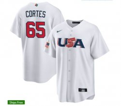 2023 World Cup #65 Cortes white USA majestic baseball jerseys