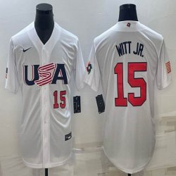 2023 World Cup #15 Bobby Witt Jr. white USA majestic baseball jerseys 06