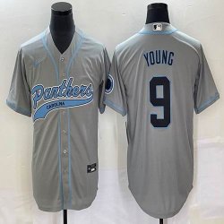 Nike Carolina Panthers #9 Bryce Young gray NFL and MLB Baseball jerseys Joint name-BD