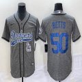 Nike Los Angeles Dodgers #50 Mookie Betts Hemp grey majestic baseball jerseys Joint name -BD 01