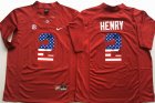 Alabama Crimson Tide #2 HENRY red USA Flag college football jersey