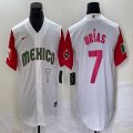 2023 World Cup Mexico #7 Julio Urias white red majestic baseball jerseys 50