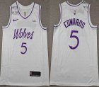 Nike Minnesota Timberwolves #5 Anthony Edwards white purple basketball jersey-