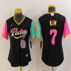 Women Nike San Diego Padres #7 Ha Seong Kim black green pink MLB Baseball jerseys -BD 01