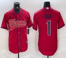 Houston Texans #1 Stefon Diggs red baseball jersey Joint Name