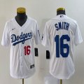 Youth Los Angeles Dodgers #16 Will Smith white majestic baseball Jersey 01