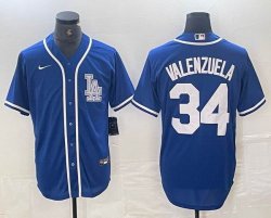 Nike Los Angeles Dodgers #34 Fernando Valenzuela blue MLB baseball Jersey Joint name -BD