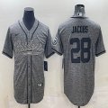 Nike Oakland Raiders #28 Josh Jacobs Hemp grey baseball jerseys Joint name-BD