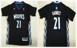 Minnesota Timberwolves 21 Kevin Garnett black nba shorts sleeves jersey