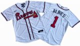 Men's Atlanta Braves 1# Ozzie Albies Nike White Home Replica Player Name Jersey