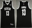 Nike Brooklyn Nets #13 James Harden black NBA basketball Jersey 75th -XD