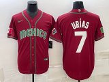 2023 World Cup Mexico #7 Julio Urias red blank majestic baseball jerseys 06