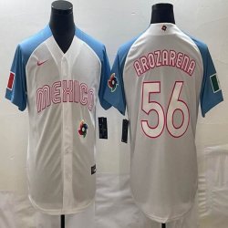 2023 World Cup Mexico #56 Randy Arozarena white skyblue majestic baseball jerseys 39