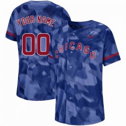 Custom Nike Chicago Cubs blue Pattern majestic baseball jersey-WBL