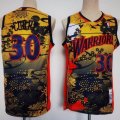 Golden State Warriors #30 Stephen Curry yellow black throwback NBA basketball Jerseys