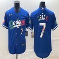 2020 World Series Nike Los Angeles Dodgers #7 Julio Urias Blue white majestic baseball jersey -BD 03