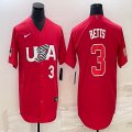 2023 World Cup #3 Mookie Betts red USA majestic baseball jerseys 06