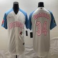 2023 World Cup Mexico #34 Fernando Valenzuela white skyblue majestic baseball jerseys-BD 09