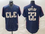 Nike Cleveland Indians #22 Josh Naylor blue majestic baseball jersey -BD 05