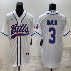 Nike Buffalo Bills #3 Damar Hamlin white baseball jerseys Joint name-BD