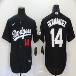 Custom Nike Los Angeles Dodgers #14 Enrique Hernandez black majestic baseball jersey