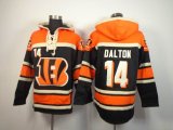 Cincinnati Bengals #14 Andy Dalton black orange nfl Hooded Sweatshirt