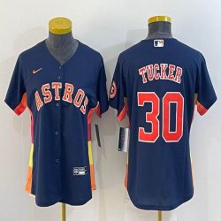 Women Nike Houston Astros #30 Kyle Tucker blue majestic baseball jersey 01