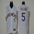 Nike Milwaukee Brewers #5 Villar white Flexbase Authentic Collection Jersey-WL