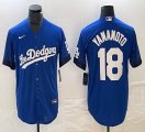 Nike Los Angeles Dodgers #18 Yoshinobu Yamamoto blue majestic baseball jerseys 03