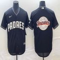 Nike San Diego Padres blank black majestic baseball jerseys big logo 05