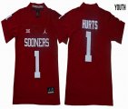 Youth Jalen Hurts Jersey 1# Oklahoma Sooners University Sewn red Football Jersey-GLT