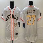 Nike Houston Astros #27 Jose Altuve white gold Flexbase Authentic Collection Jersey 01