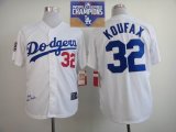 Los Angeles Dodgers #32 Sandy Koufax white 1955 patch mlb jersey