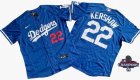 2024 World Series Champions Los Angeles Dodgers 22# Clayton Kershaw Flexbase Nike Royal Blue Jersey