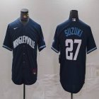 Nike Chicago Cubs #27 Suzuki dark blue majestic baseball jersey city version-BD