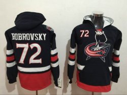 2017 Columbus Blue Jackets #72 Sergei Bobrovsky dark blue Hockey Hooded Sweatshirt