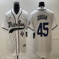 Nike Chicago White Sox #45 Michael Jordan white MLB Baseball jerseys Joint name-BD