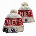 2024 Kansas City Chiefs beige red NFL Sports Cuffed Knit Hats 01