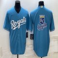 Nike kansas city royals blank skyblue majestic MLB baseball jerseys -BD 01