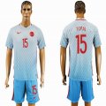 2016 Turkey team TOPAL #15 skyblue soccer jersey away