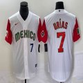 2023 World Cup Mexico #7 Julio Urias white red majestic baseball jerseys 34