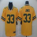 Nike Green Bay Packers #33 JAaron Jones yellow Color Rush Limited Jersey Reverse version