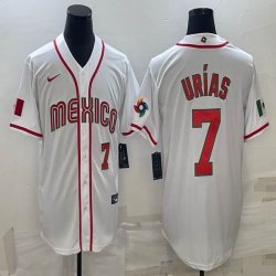 2023 World Cup Mexico #7 Julio Urias white majestic baseball jerseys 24