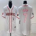 2023 World Cup Mexico #7 Julio Urias white majestic baseball jerseys 51