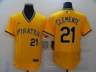 Nike Pittsburgh Pirates 21 Roberto Clemente yellow Flexbase Authentic Collection Jerse-BDy