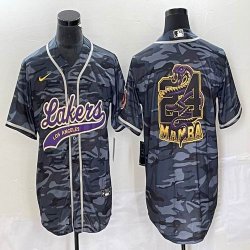 Nike Los Angeless Lakers #24 Kobe Bryant gray camo baseball jerseys Joint name MAMBA-BD